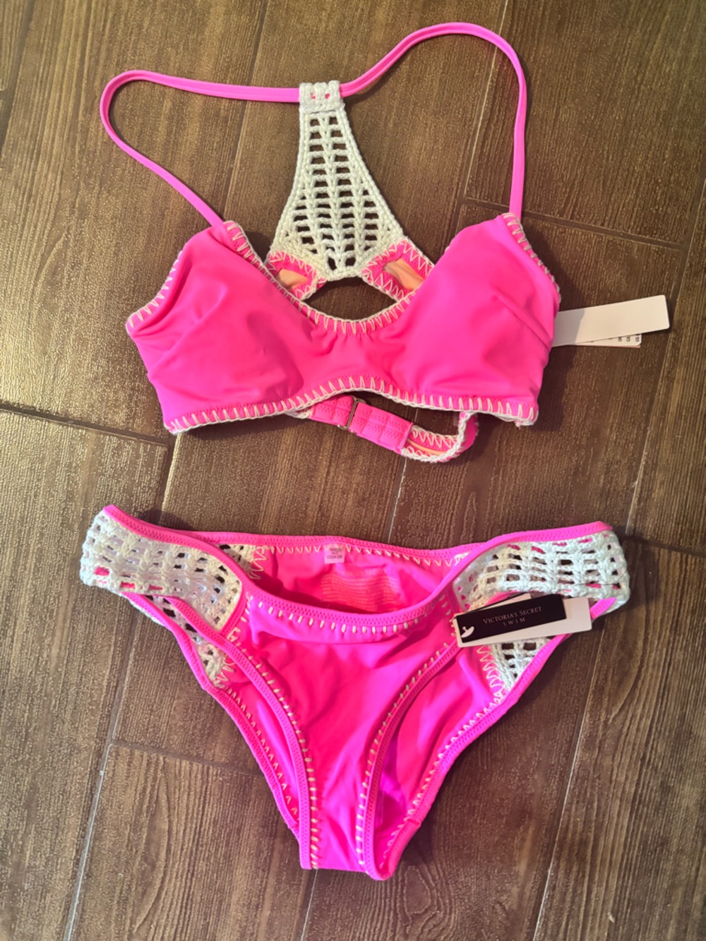 Victoria's Secret Hot Pink Crochet Bikini